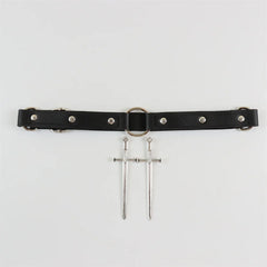 Black Goth PU Leather Leg Rings Sword Garter