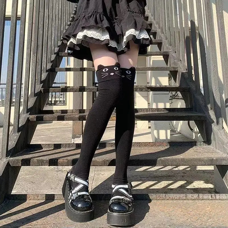 Goth Kitty Black Over Knee Socks