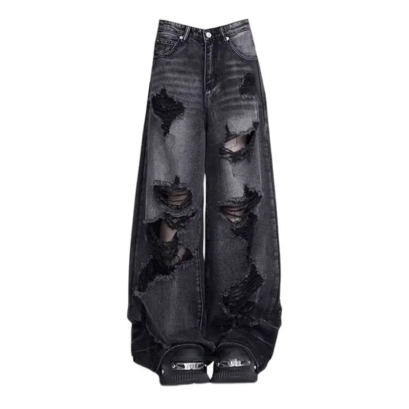 'No Return' Black Alt Grunge Ripped Pants