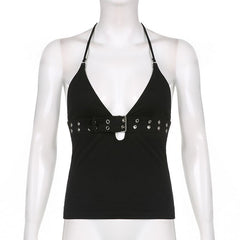 'Shadow' Black Buckle Top
