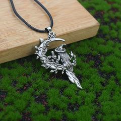 Gothic Mysterious Moon Witch Pendant Necklace