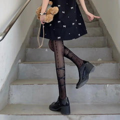 Black Kawaii Bowknot Tights