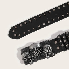 Black Skull Goth Rivet Unisex Belt