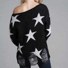 Black Star Alt Loose Knitted Sweater