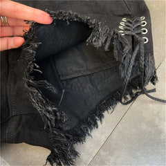 'Midnight Express' Black Alternative Lace Up Shorts