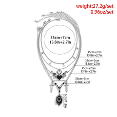 5Pcs/Set Goth Demon Wings Necklace Choker