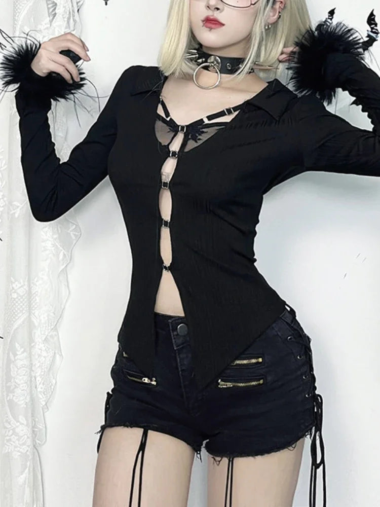 Alt Goth Black Dark Harajuku Lace Top