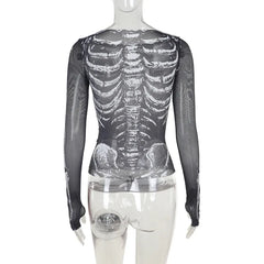 Dark Goth Ribgage Mesh See Top