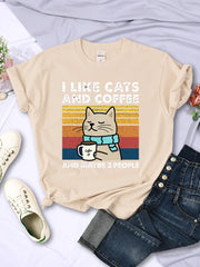 'Coffee and Cats' Cute Cat Themed T-Shirt