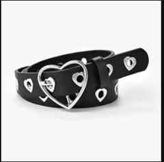 'Heart Breaker' Black Fake Leather Heart Buckle Belt