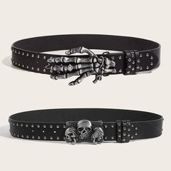 Black Skull Goth Rivet Unisex Belt