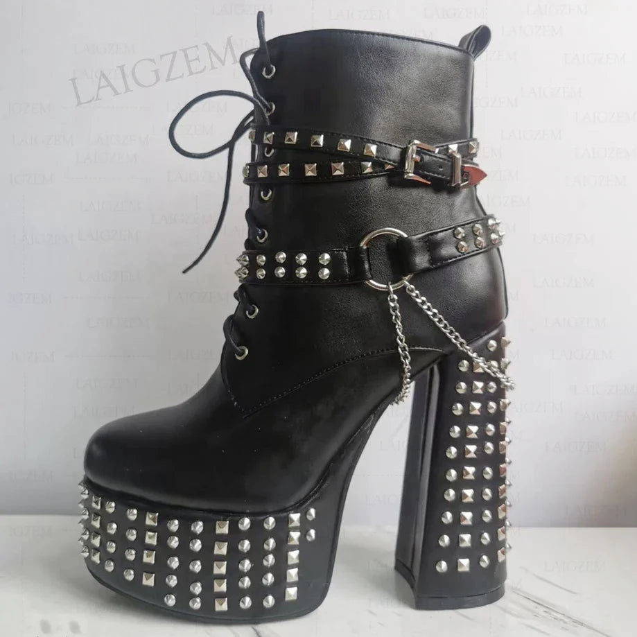 Stud & Chain Moto Boots
