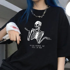 Black Harajuku Funny Skull Quote T-Shirt
