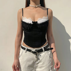 'Dark Chic' Black Alt Lace Crop Top