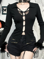 Alt Goth Black Dark Harajuku Lace Top