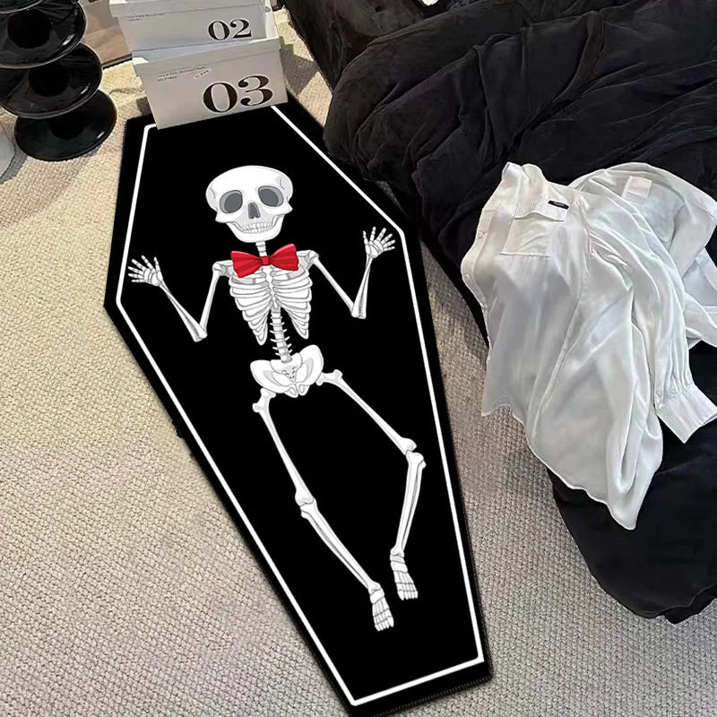 Halloween Carpet Gothic Coffin Skeleton Floor Mat
