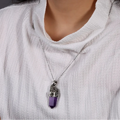 Skull Natural Stone Crystal Pendant Necklace