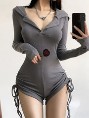 Black Lolita Grunge Hooded Jumpsuit