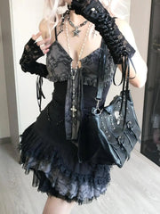 Goth Kawaii Subculture Lace Patchwork Dress