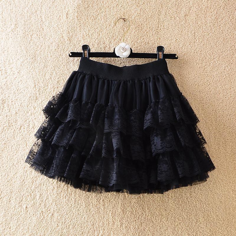 'The Spell' Black Elastic Gothic Lace Skirt