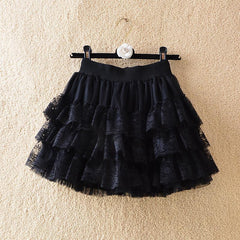 'The Spell' Black Elastic Gothic Lace Skirt