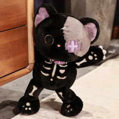 Kawaii Black/White Skeleton Cat Plushie