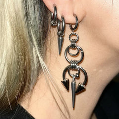 Grunge Rock Chain Rivet Earrings