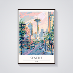 Seattle Space Needle Art Deco Poster