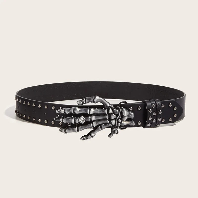 Black Skull Goth Rivet Unisex Belt