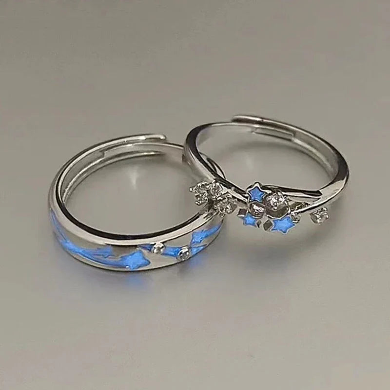 2Pc Luminous Star Adjustable Rings