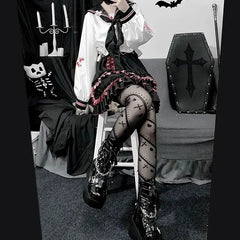 Gothic Black Lolita Heart Cross Tights