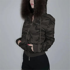 Goth Dark Black Faux Fur Hoodie Jacket