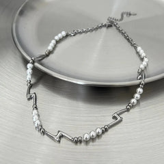 Splicing Lightning Imitation Pearl Necklace & Bracelet