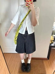 Vintage Y2K Slim Fit Denim Midi Skirt