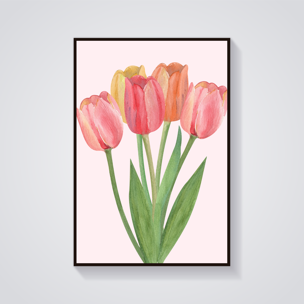 Watercolor Tulips Bouquet Poster