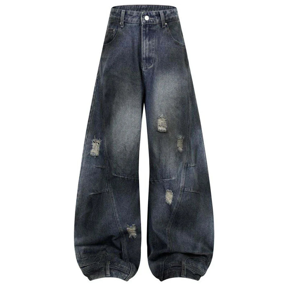Wide Leg Y2K Distressed Denim Jeans