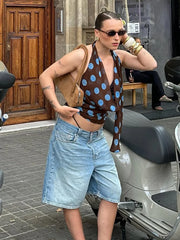 Womens Polka Dot Vest Y2K Halter Top