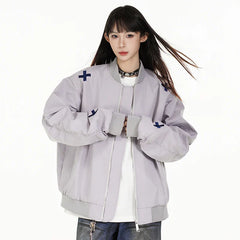 Y2K ACA Snakeskin Embroidered Bomber Jacket