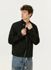 Y2K Asymmetrical Diagonal Black Full Zip Up Jacket