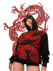 Y2K Baggy Dragon Graphic Hoodie