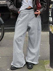Y2K Baggy Grey Low Rise Sweatpants Jogger Trousers