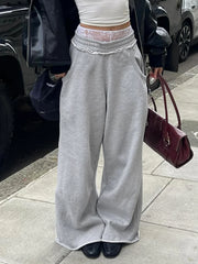 Y2K Baggy Grey Low Rise Sweatpants Jogger Trousers
