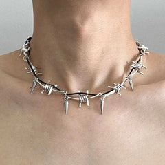 Y2K Barbed Wire Thorn Necklace