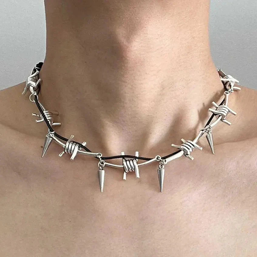 Y2K Barbed Wire Thorn Necklace