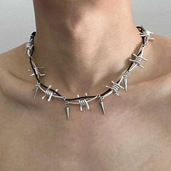 Y2K Barbed Wire Thorn Necklace