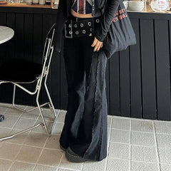 Y2K Big Belt Gothic Flare Jeans
