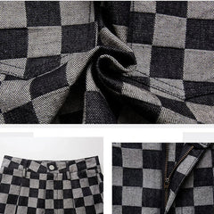 Y2K Black & Grey Plaid Checkerboard Mini Skirt