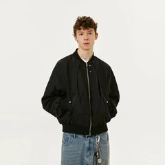 Y2K Black Short Full Zip Up Bomber Jacket