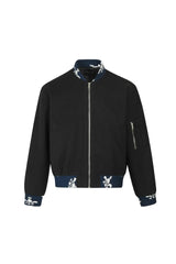 Y2K Black Vintage Stitched Jacquard Short Jacket