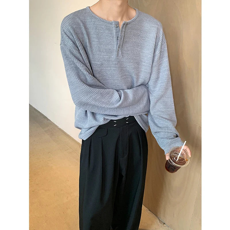 Y2K Button Up Long Sleeve Knitted Top T-Shirt